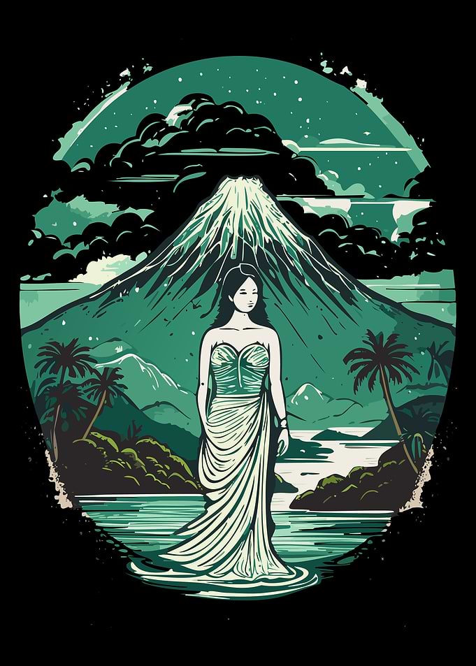 Japanese Woman by Mountain