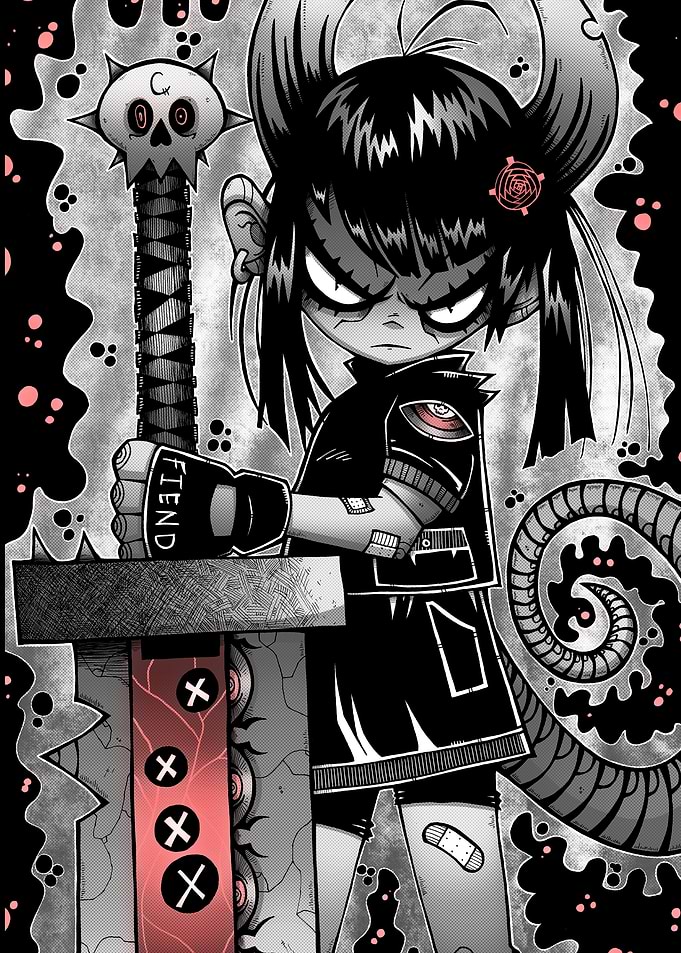 Punk Demon Girl with Sword