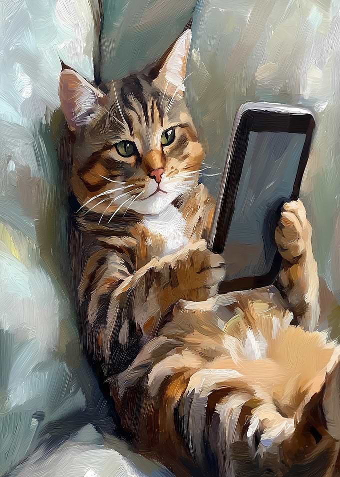 Cat Using Tablet