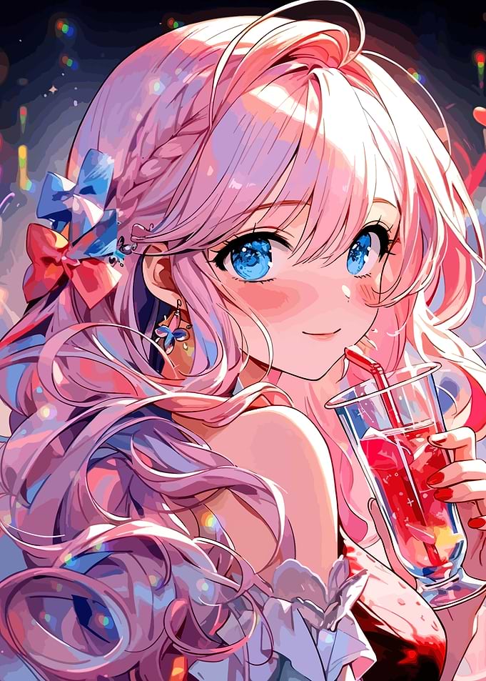 Anime Girl with Pink Hair