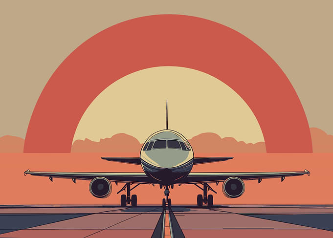 Jet Airplane Sunset Art