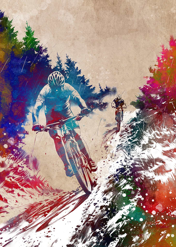 Mountain Biking Watercolor