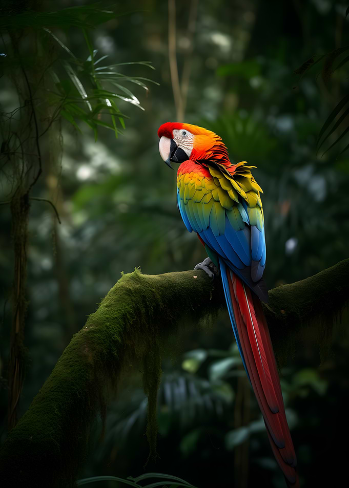 Scarlet Macaw in Rainforest