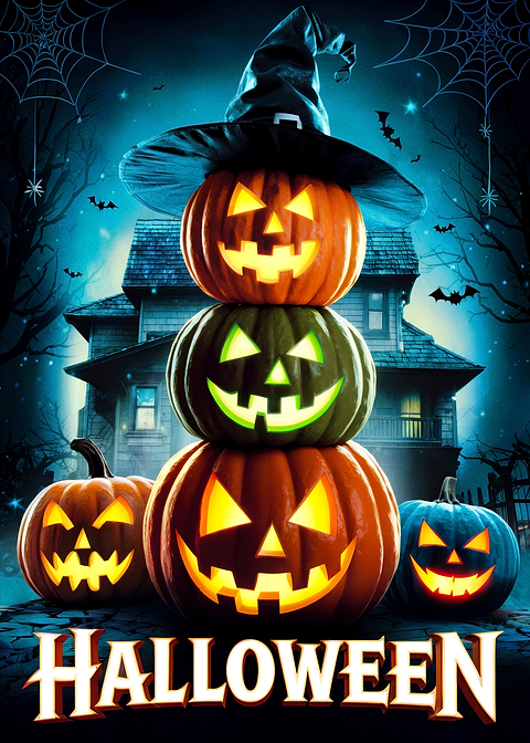 Halloween Jack-o'-Lanterns — metal poster wall art
