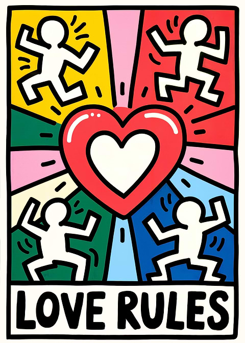 Love Rules Pop Art Print — living room metal wall art
