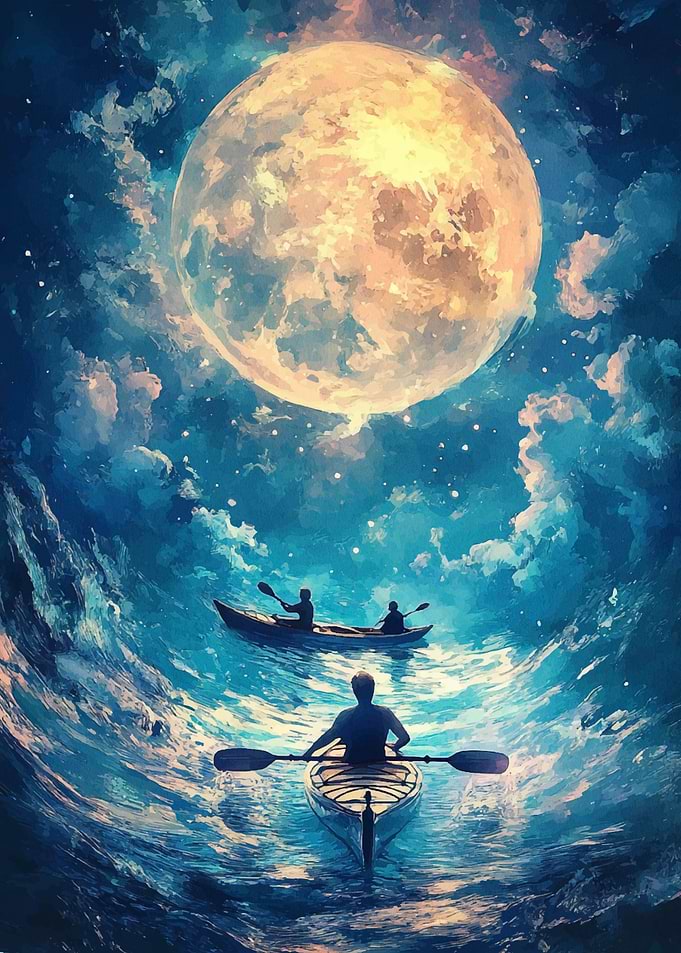 Kayaking Under the Moon