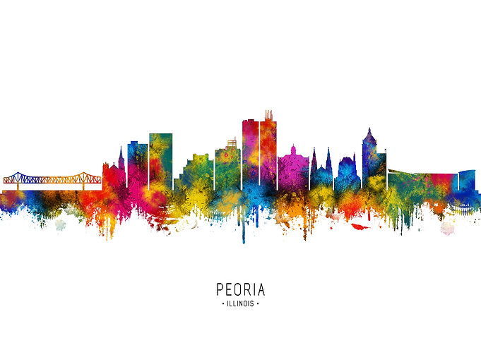 Peoria Skyline Watercolor