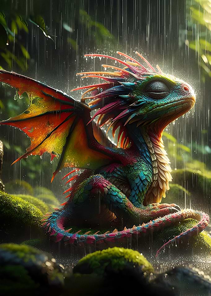 Rainbow Dragon in Rain