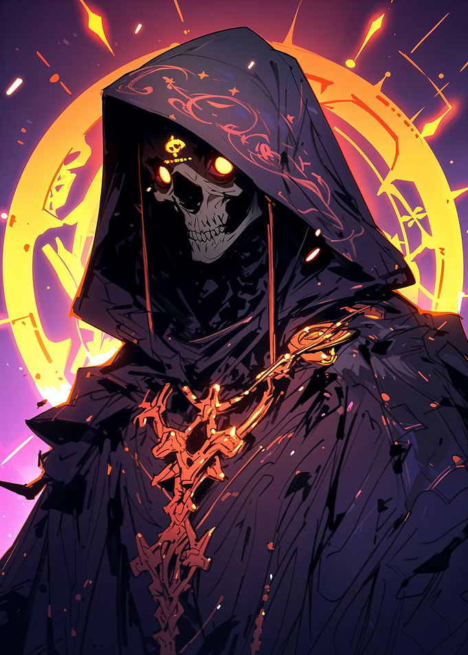 Skeletal Figure in Hood