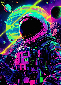 Neon Astronaut in Space