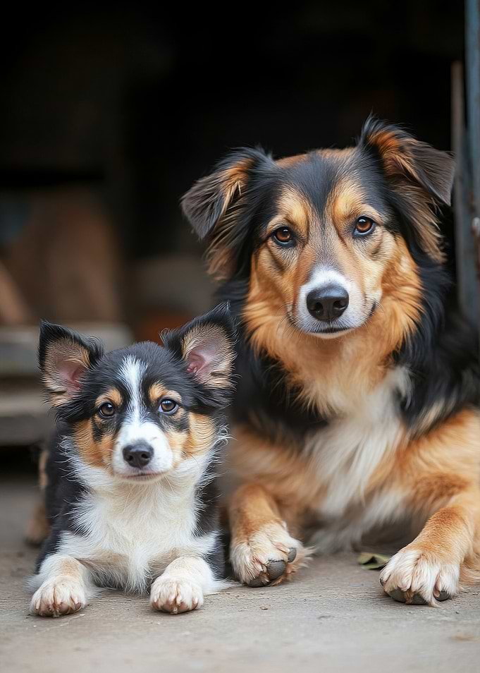 Two Dogs, One Big, One Small