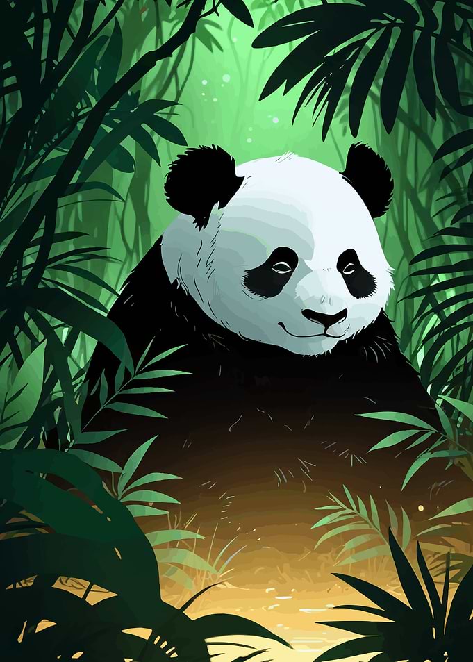 Panda in Lush Jungle