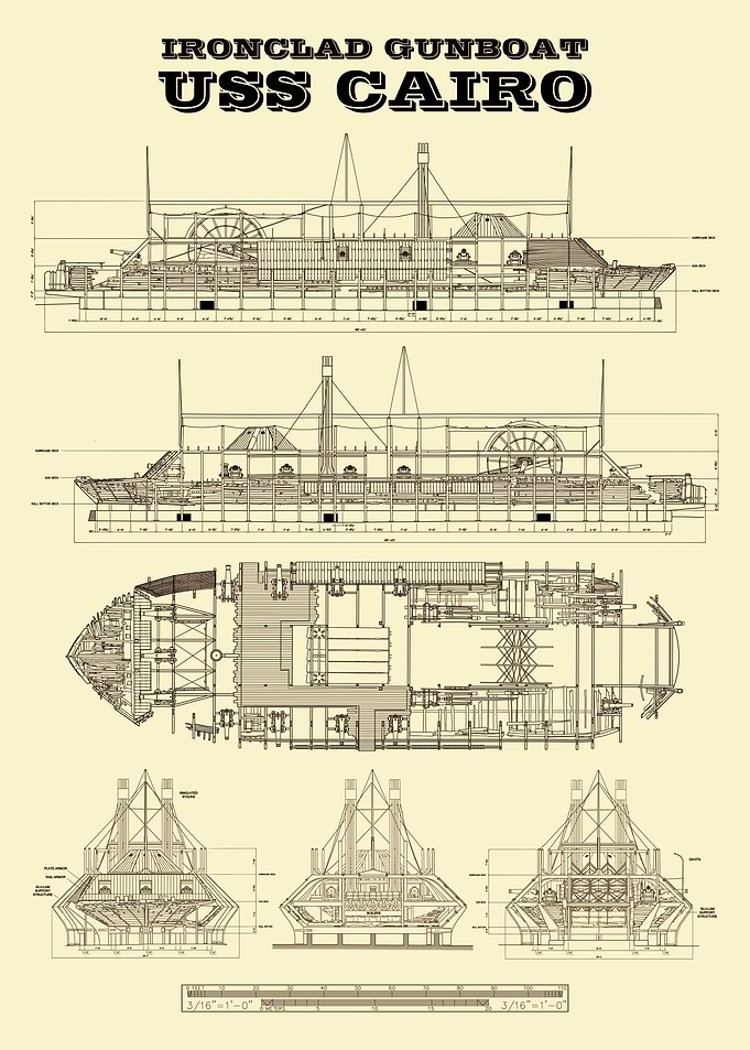 USS Cairo Gunboat Blueprint
