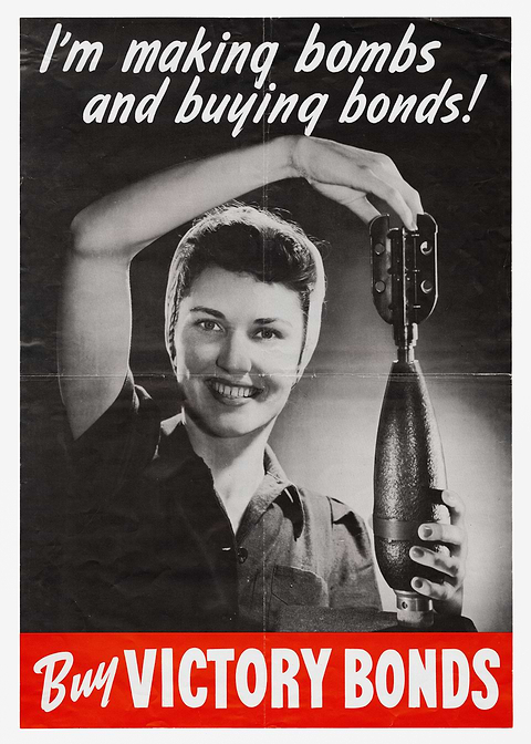 WWII Victory Bonds Poster — retro advertising art on metal