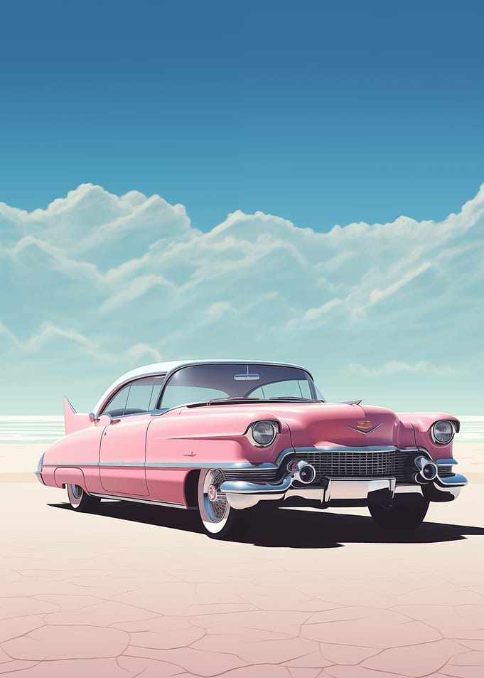 Pink Cadillac on Beach