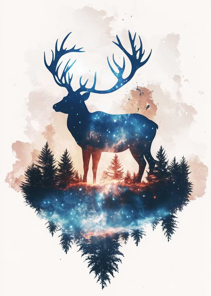 Cosmic Deer Silhouette