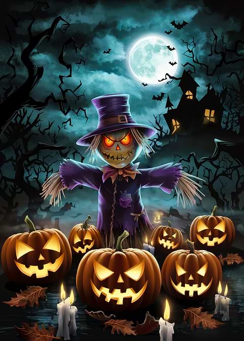 Halloween Scarecrow — metal poster wall art