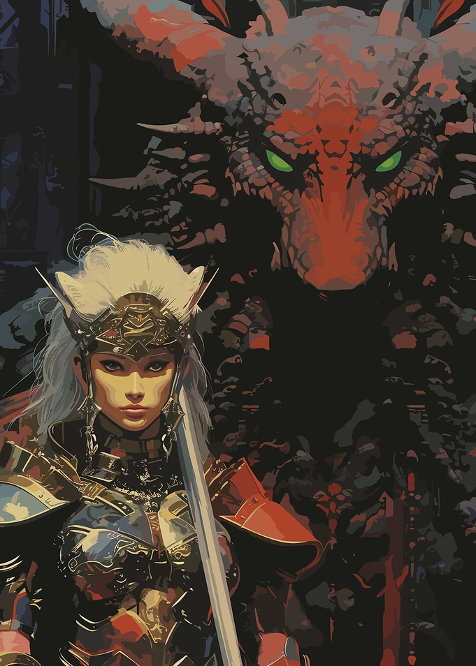 Dark Fantasy Female Dragon Warrior