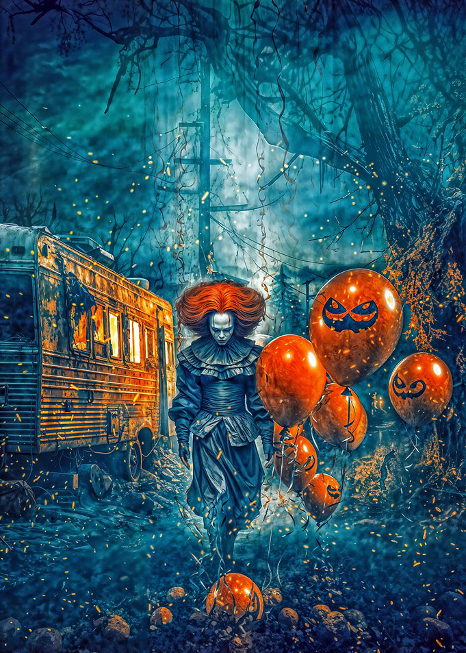 Spooky Halloween clown