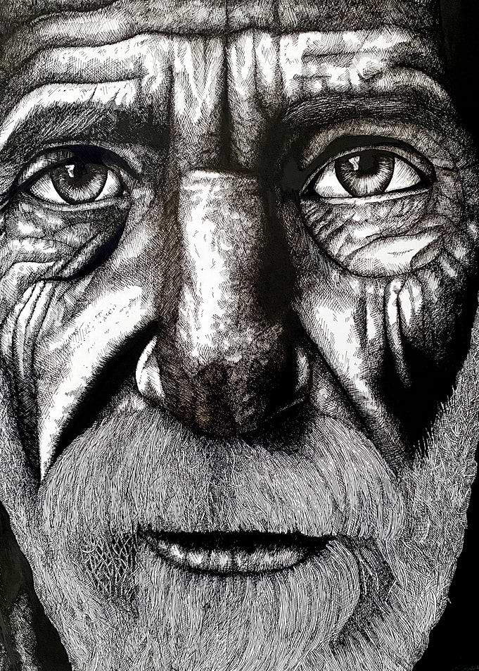 Portrait of an Old Man Black and White