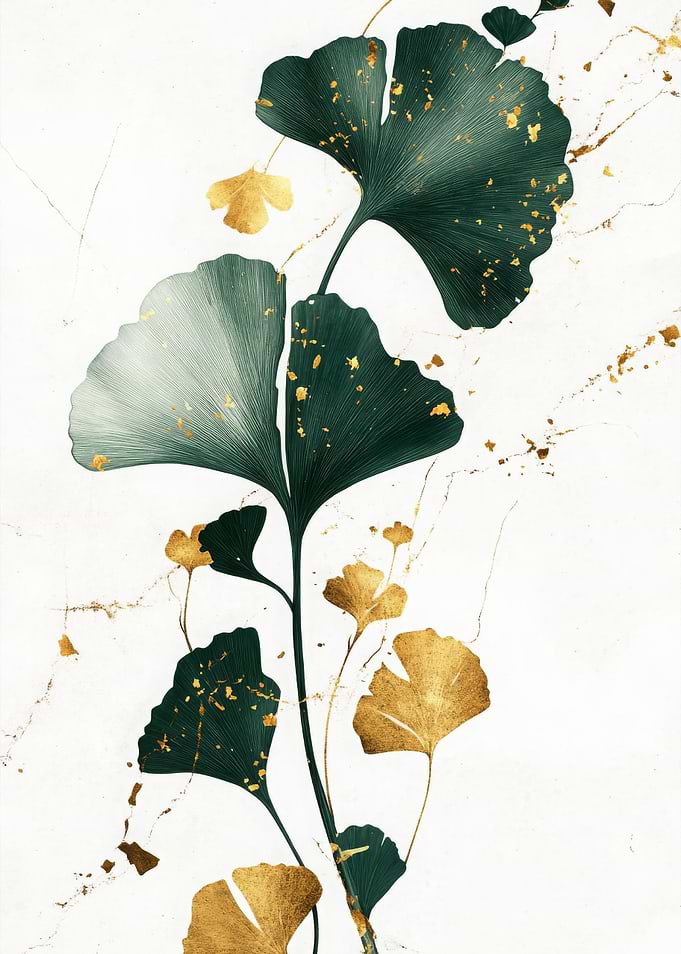 Gold &amp; Green Ginkgo Leaves