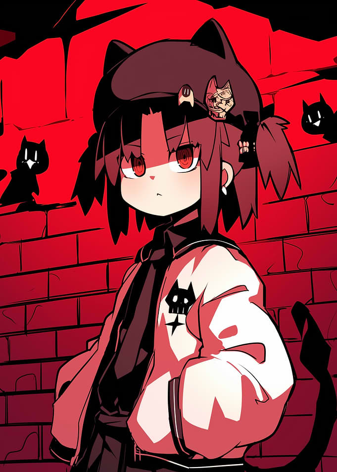 Cat Girl in Red