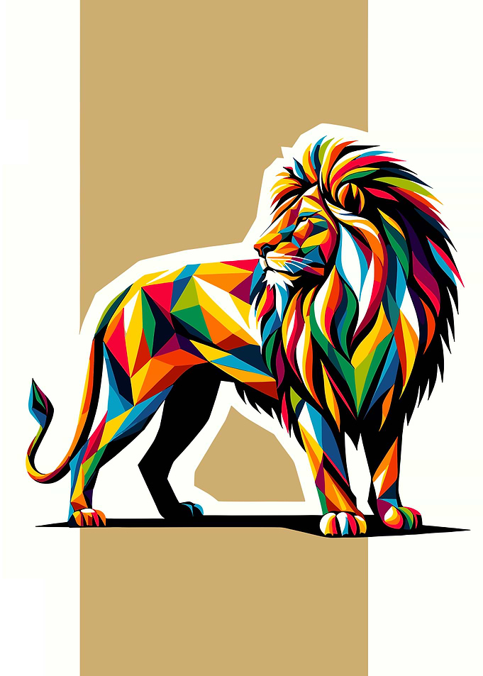 Colorful Geometric Lion wpap pop art