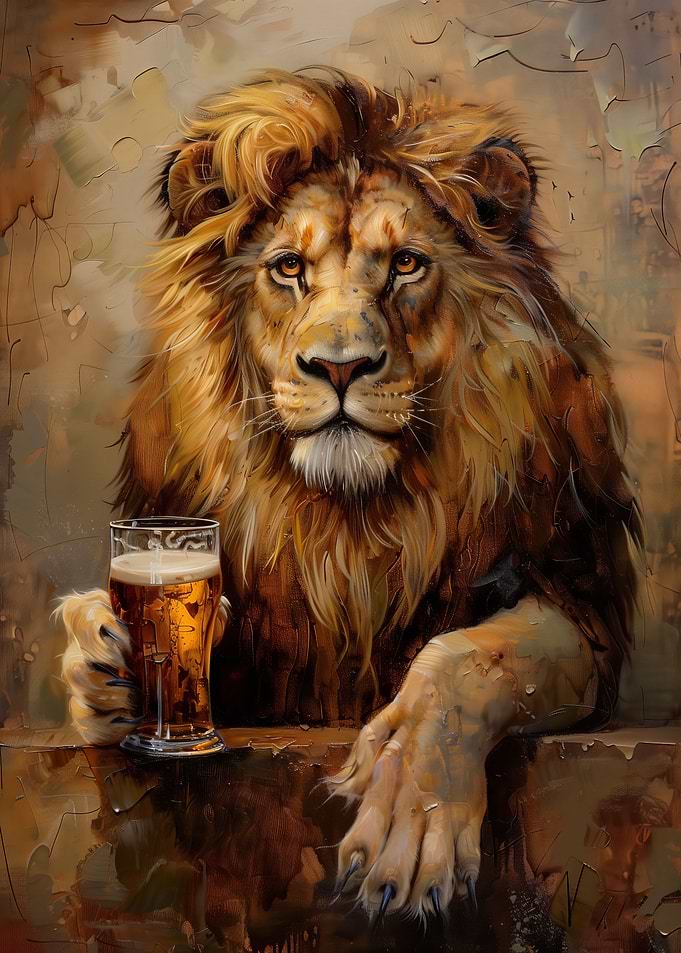 Beer Drinking Lion