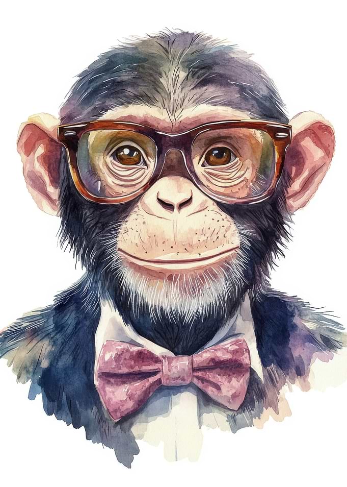 Chimp in Glasses and Bowtie