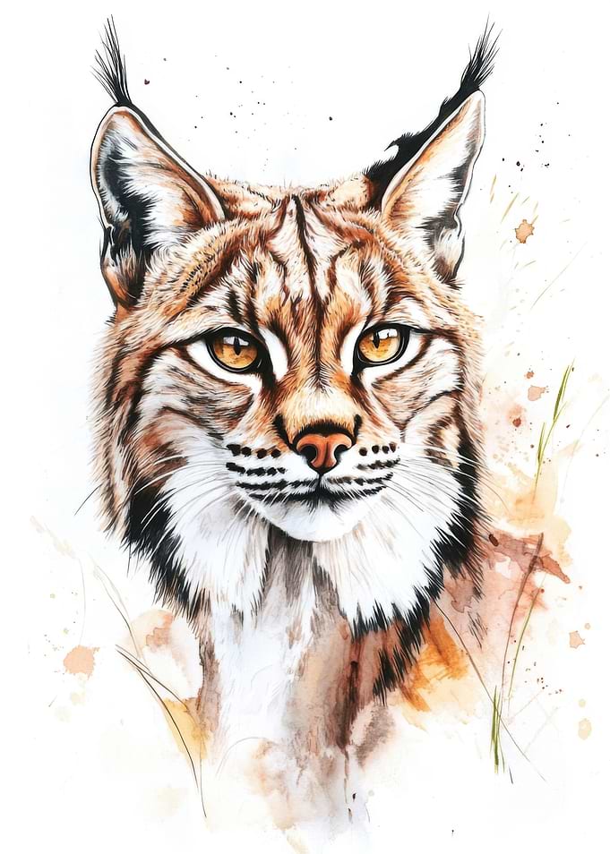 Lynx Watercolor Portrait