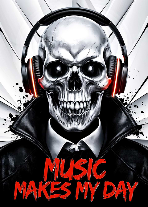 Skull with Headphones — living room metal wall art