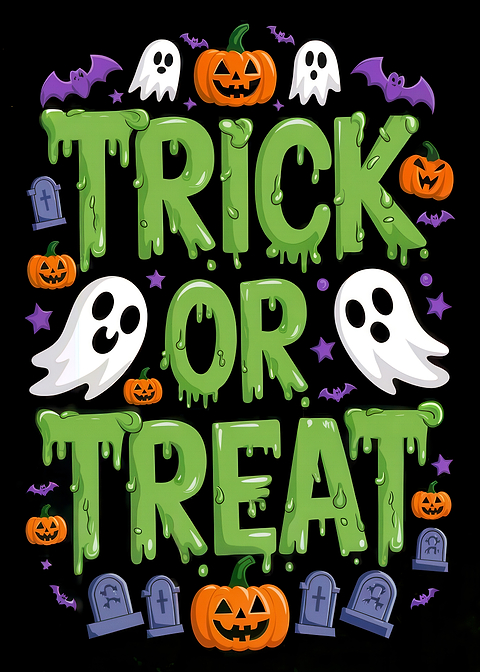 Trick or Treat Halloween Graphic — metal poster wall art