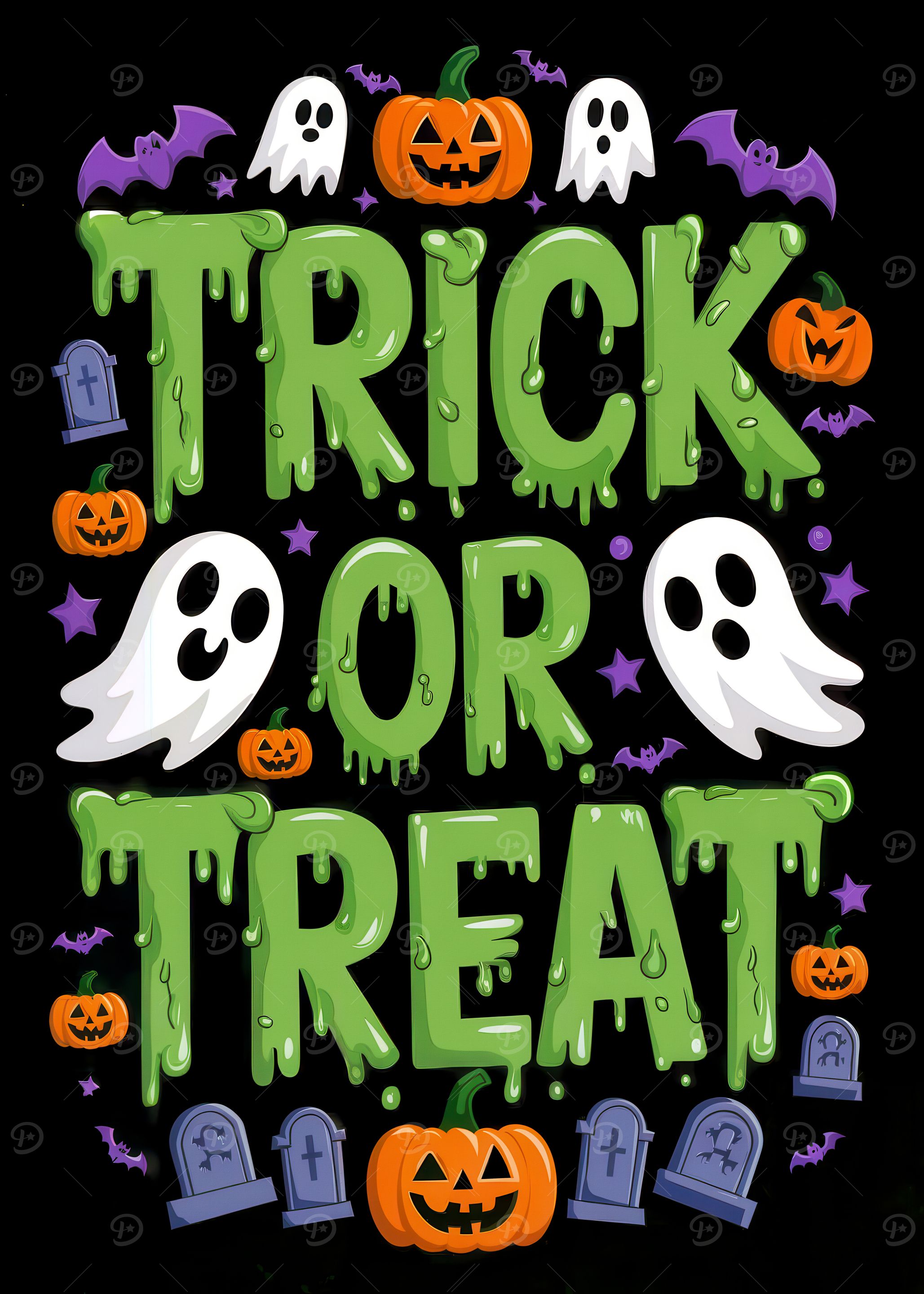 Trick or Treat Halloween Graphic — metal poster wall art