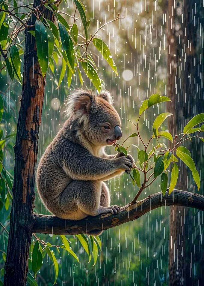 Koala in the Rain