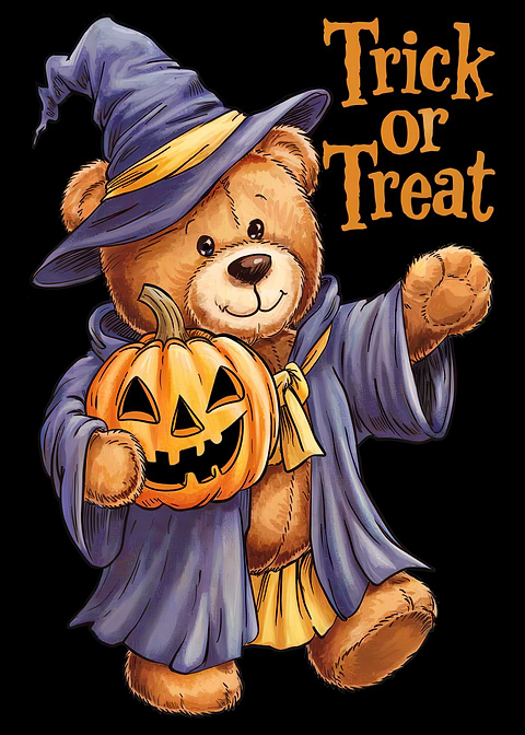 Halloween Teddy Bear — metal poster wall art
