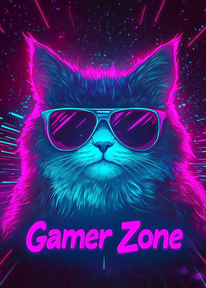 Gamer Cat Neon Art