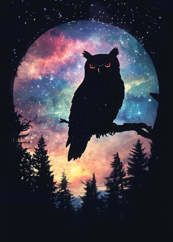 Owl Silhouette Moon