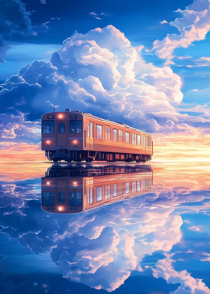 Train Reflection in Sky