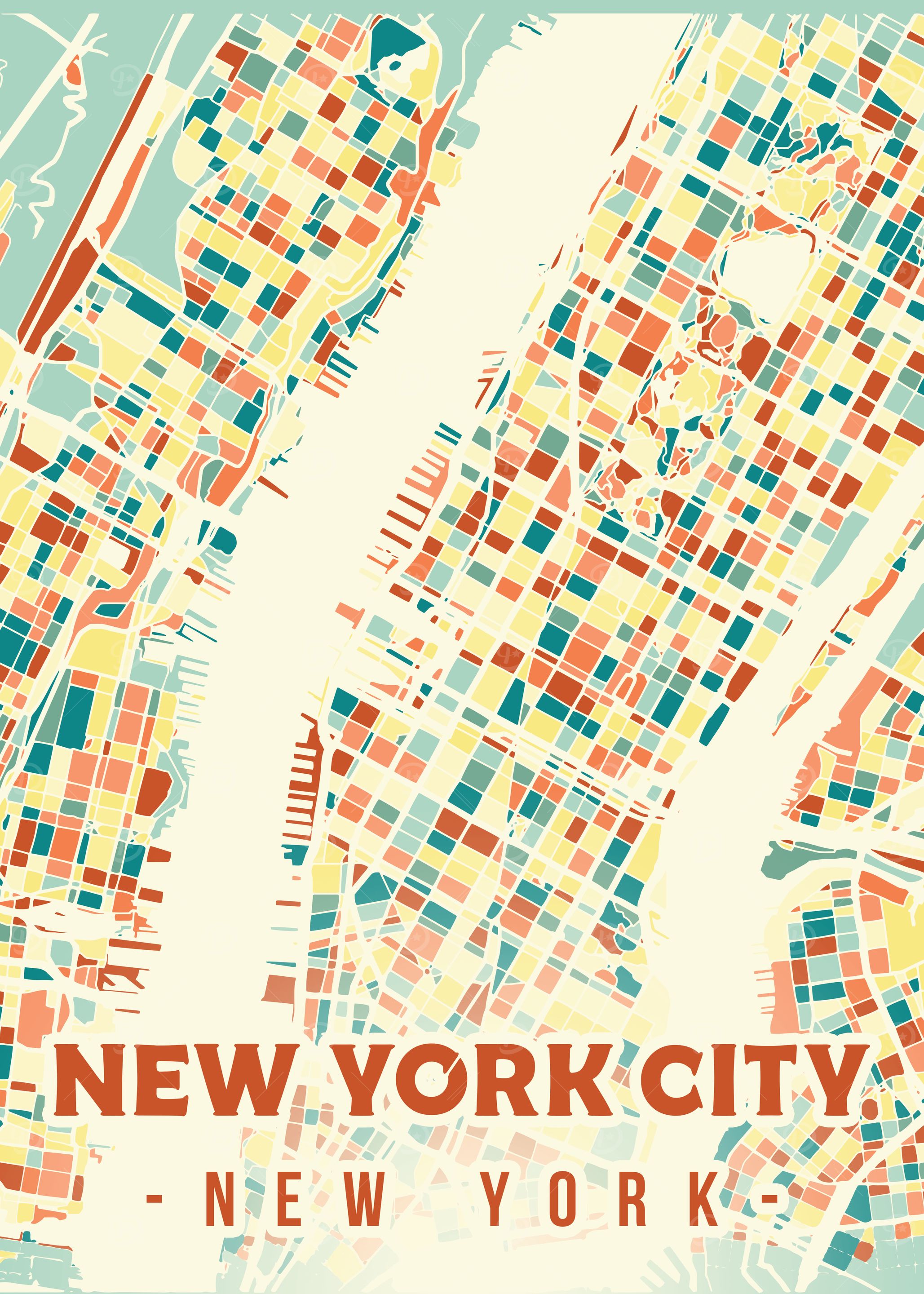 Colorful New York City Map