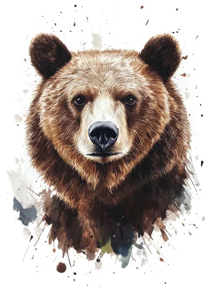 Watercolor Bear Portrait