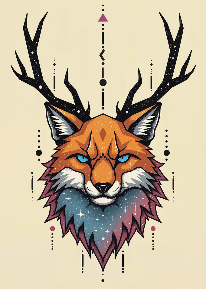 Beautiful Fox with Antlers