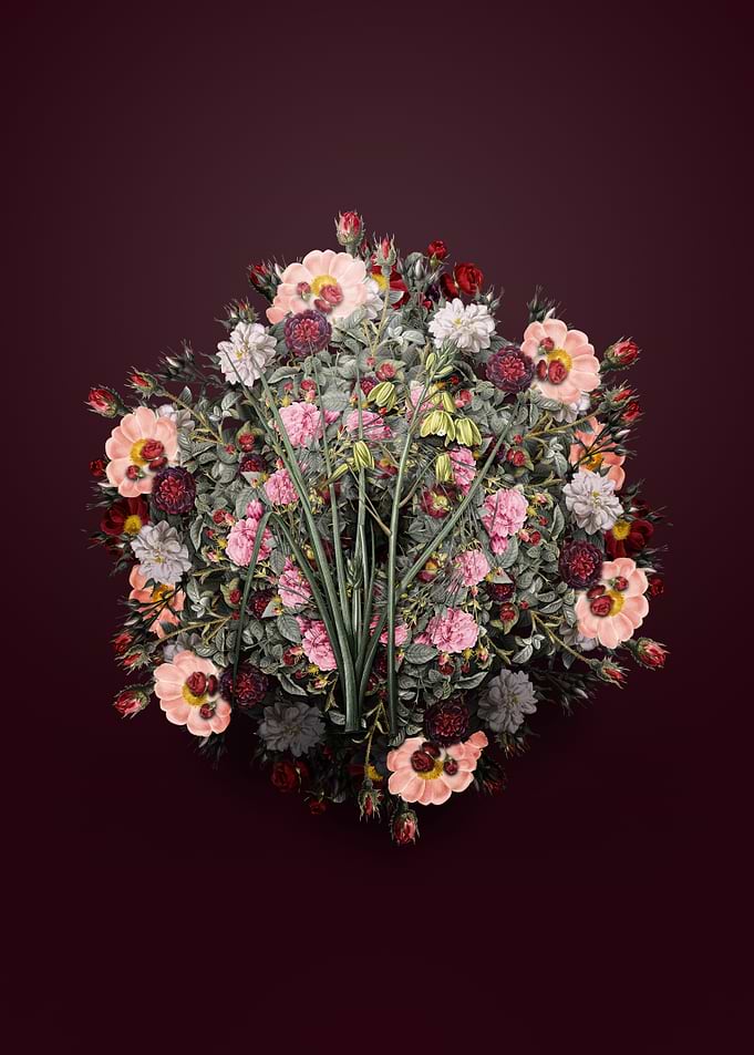 Vintage Slime Lily Wreath on Burgundy