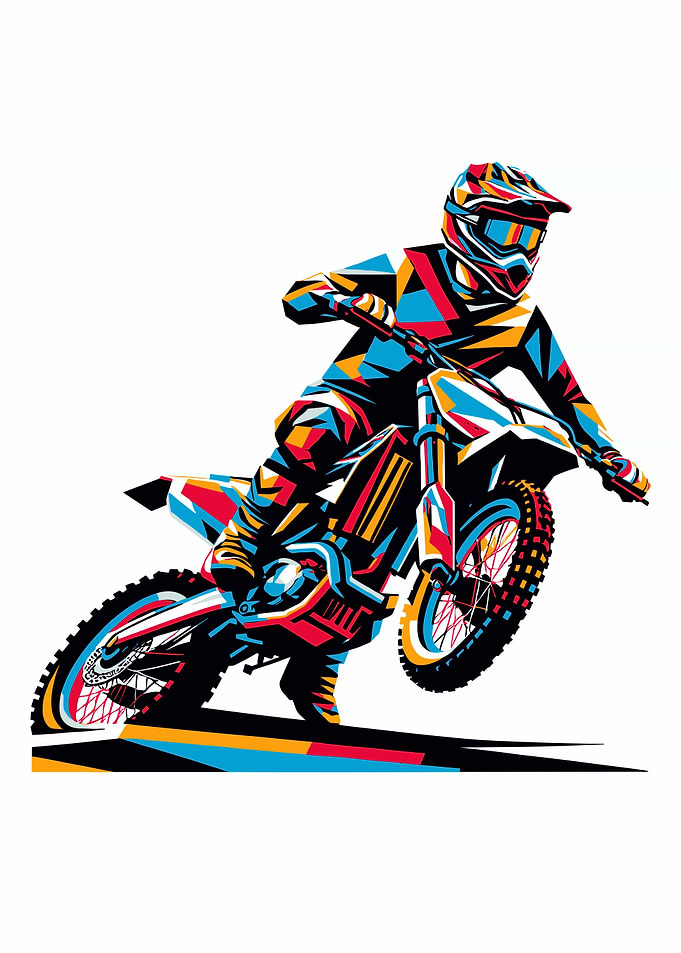 Motocross Rider in Action wpap pop art