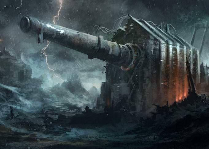 Steampunk Cannon in Storm