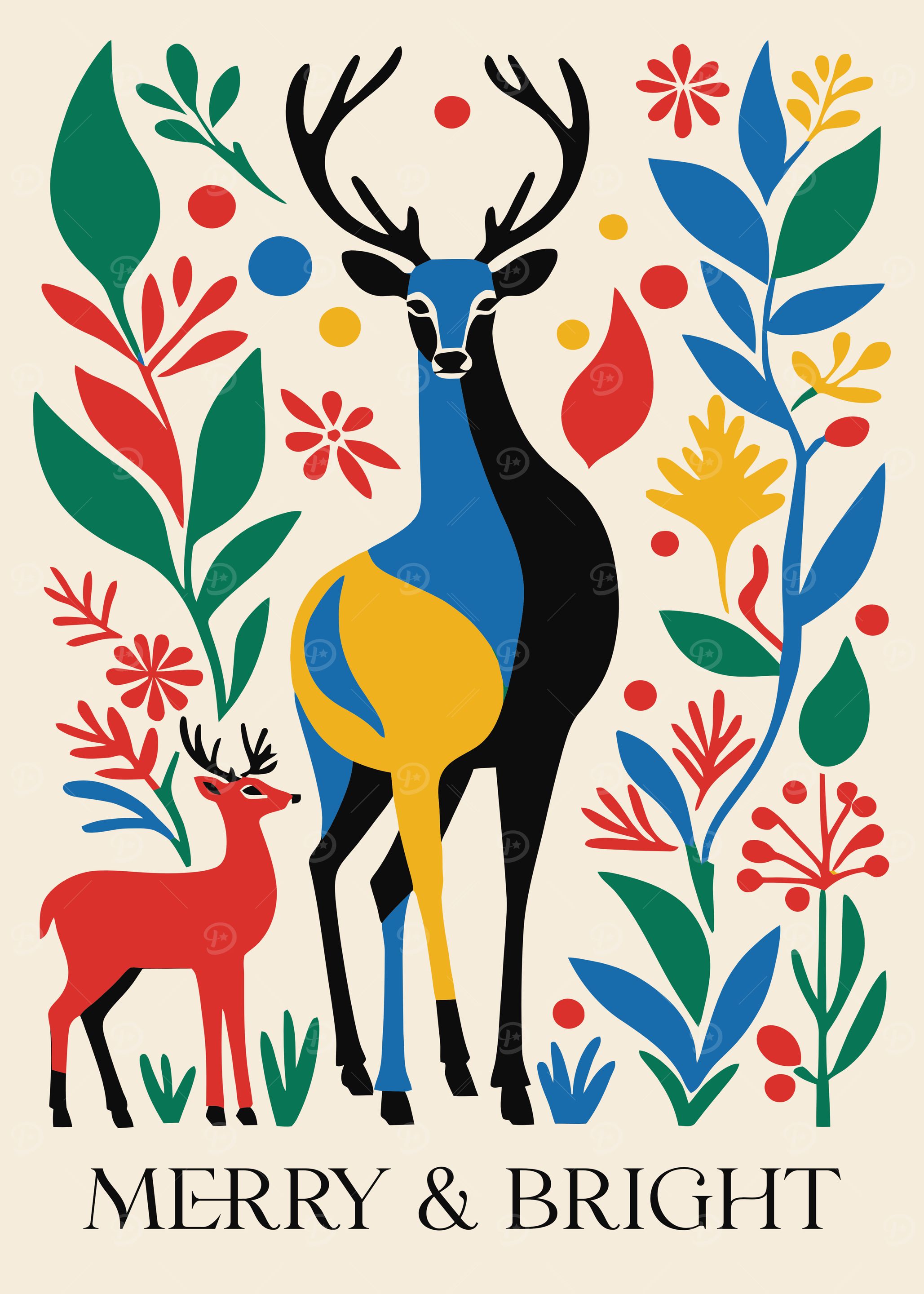 Merry & Bright Deer Print
