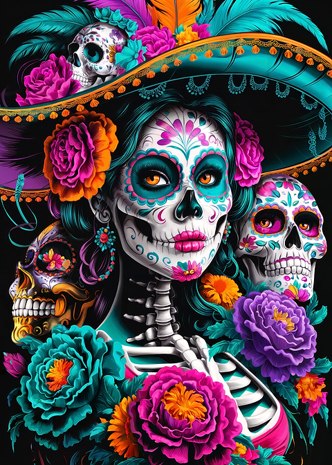 Sugar Skull Woman — sugar skull metal wall art