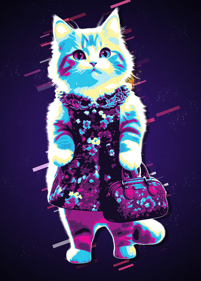 Retro Cat in Dress