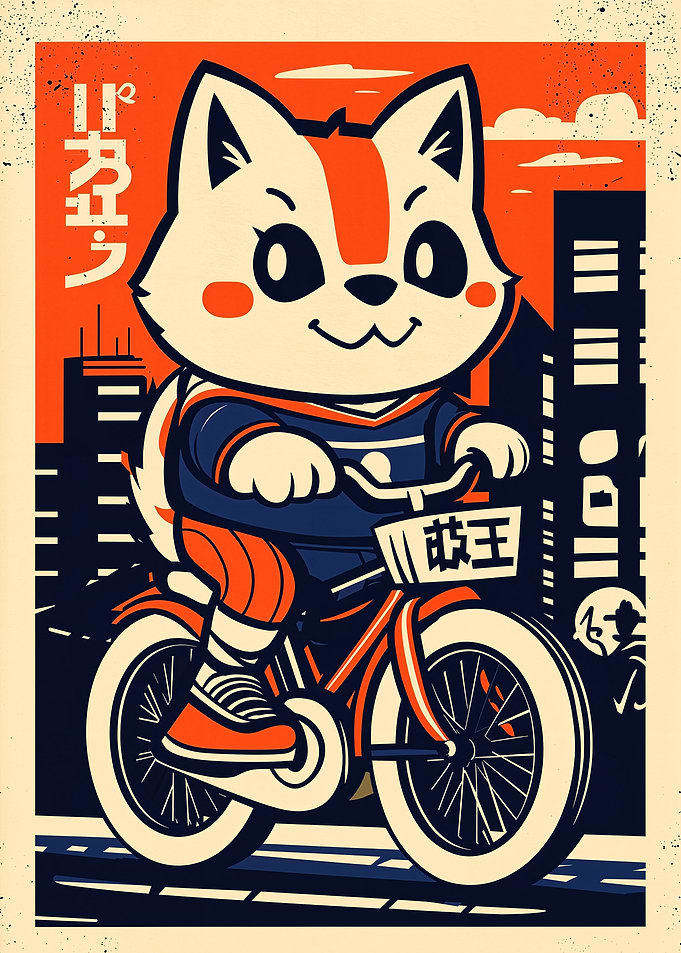 Cute Fox on Bike