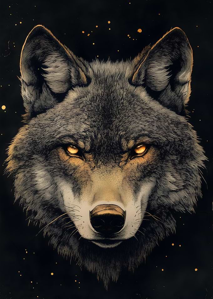 Wolf with Glowing Eyes