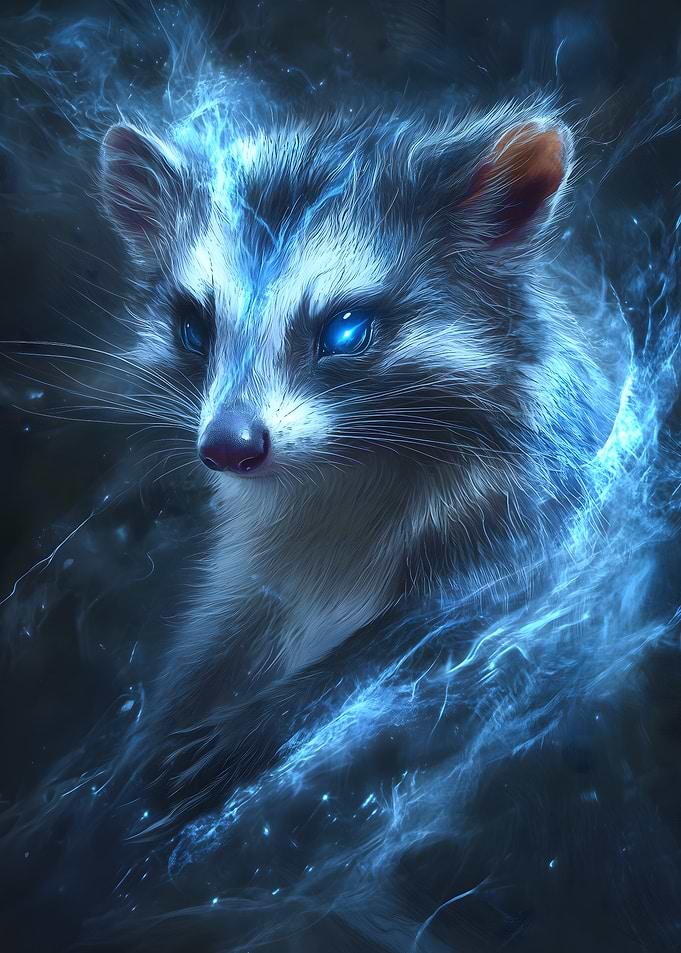 Magical Raccoon Blue Aura